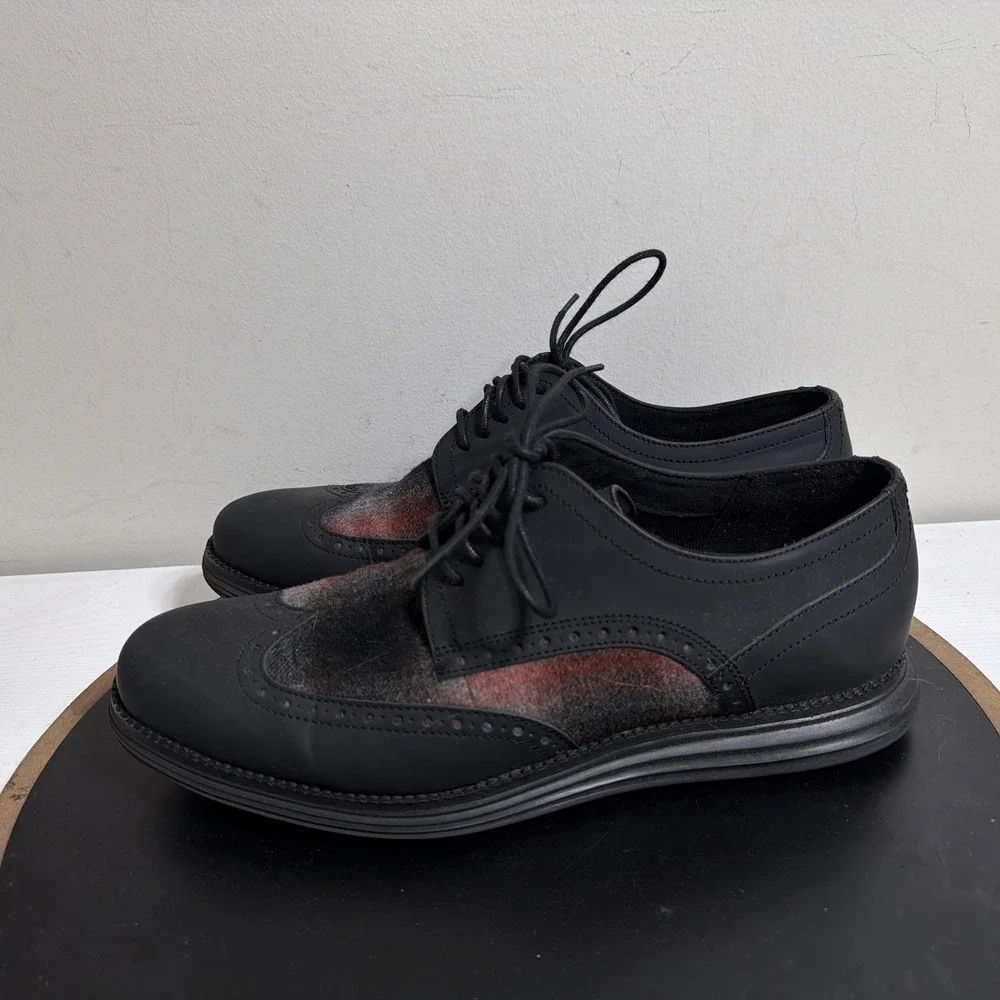Cole Haan Grand.OS Shoes Mens Size 10 M Black Leather Brogue Dress Oxford C28862